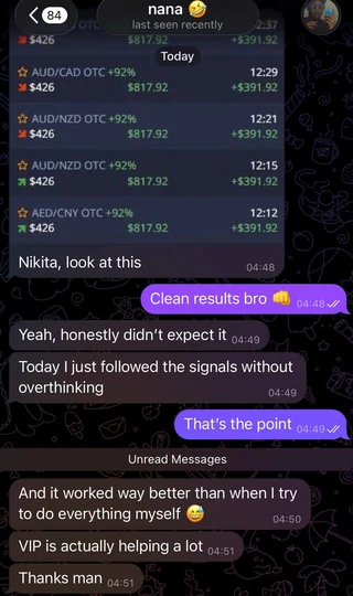 Private Diamond Club feedback, original conversation screenshot 2